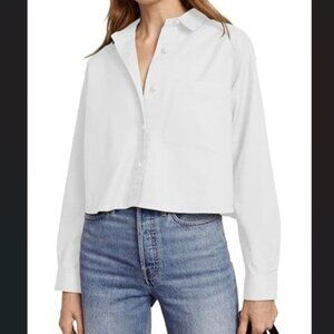 Stylish Cropped White Button-Up Shirt